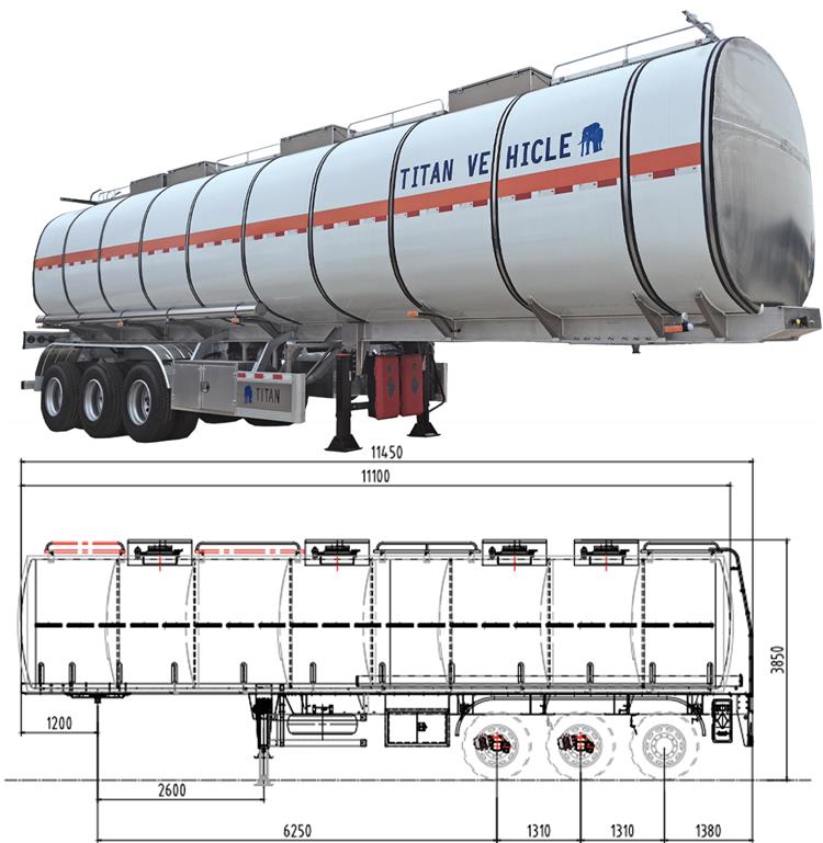 42000 Liters Aluminum Tanker Semi Trailer with Insulation In Costa Rica