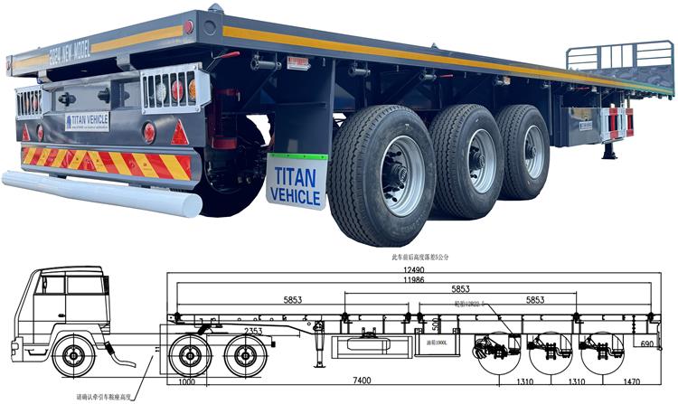 12.5m Tri Axle Trailer - Flatbed Semi Trailer for Sale In Costa Rica
