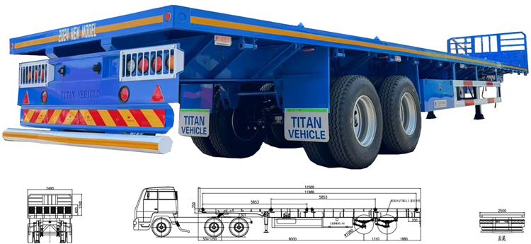 2 Axle Semi Truck Flatbed Tractor Trailer for Sale Price In Costa Rica Caldera