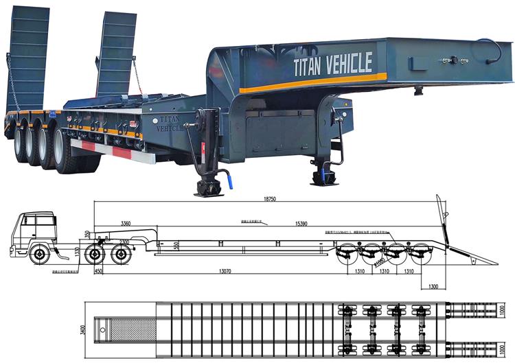4 Axle 100 T Low Bed Truck Trailer for Sale In Costa Rica Caldera
