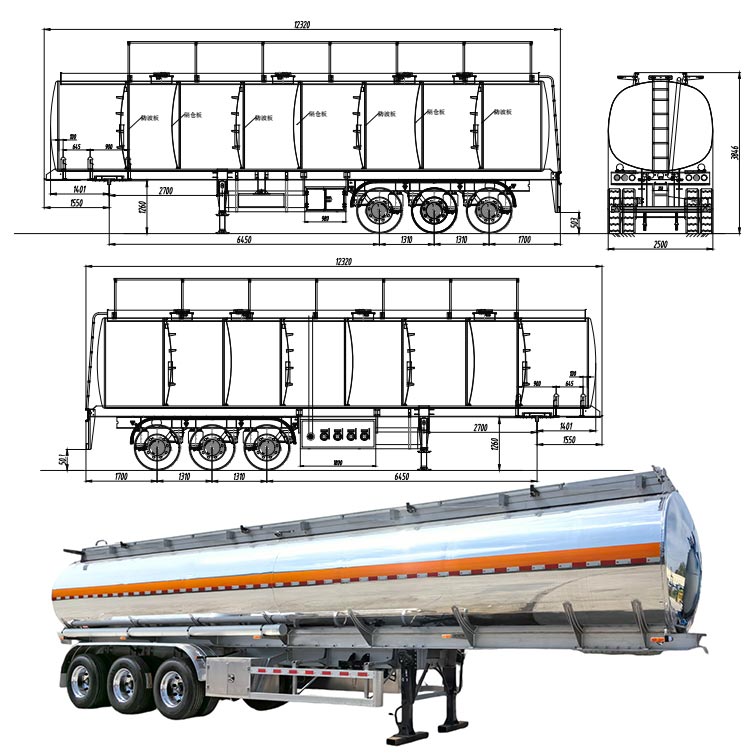 3 Axle 42000L Aluminum Tanker Trailer for Sale in Costa Rica Caldera