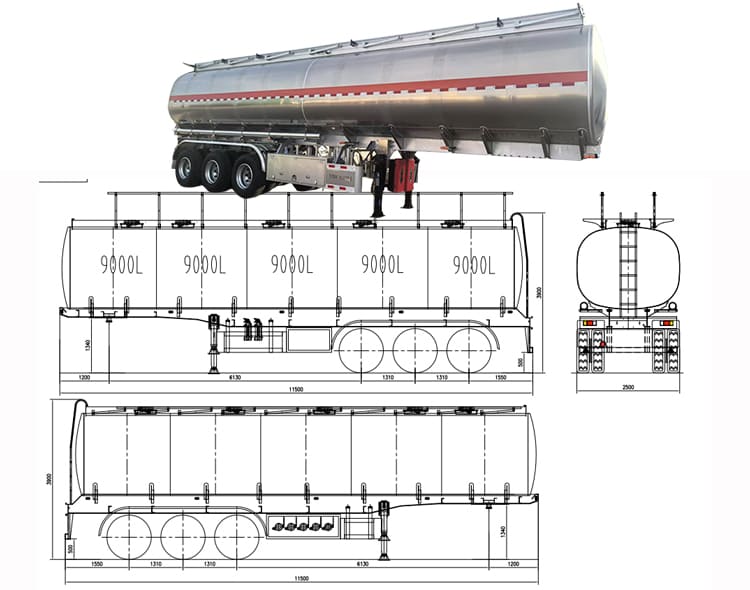 Tri Axle Aluminum Tanker Truck Trailer for Sale in Costa Rica, Puerto Limon